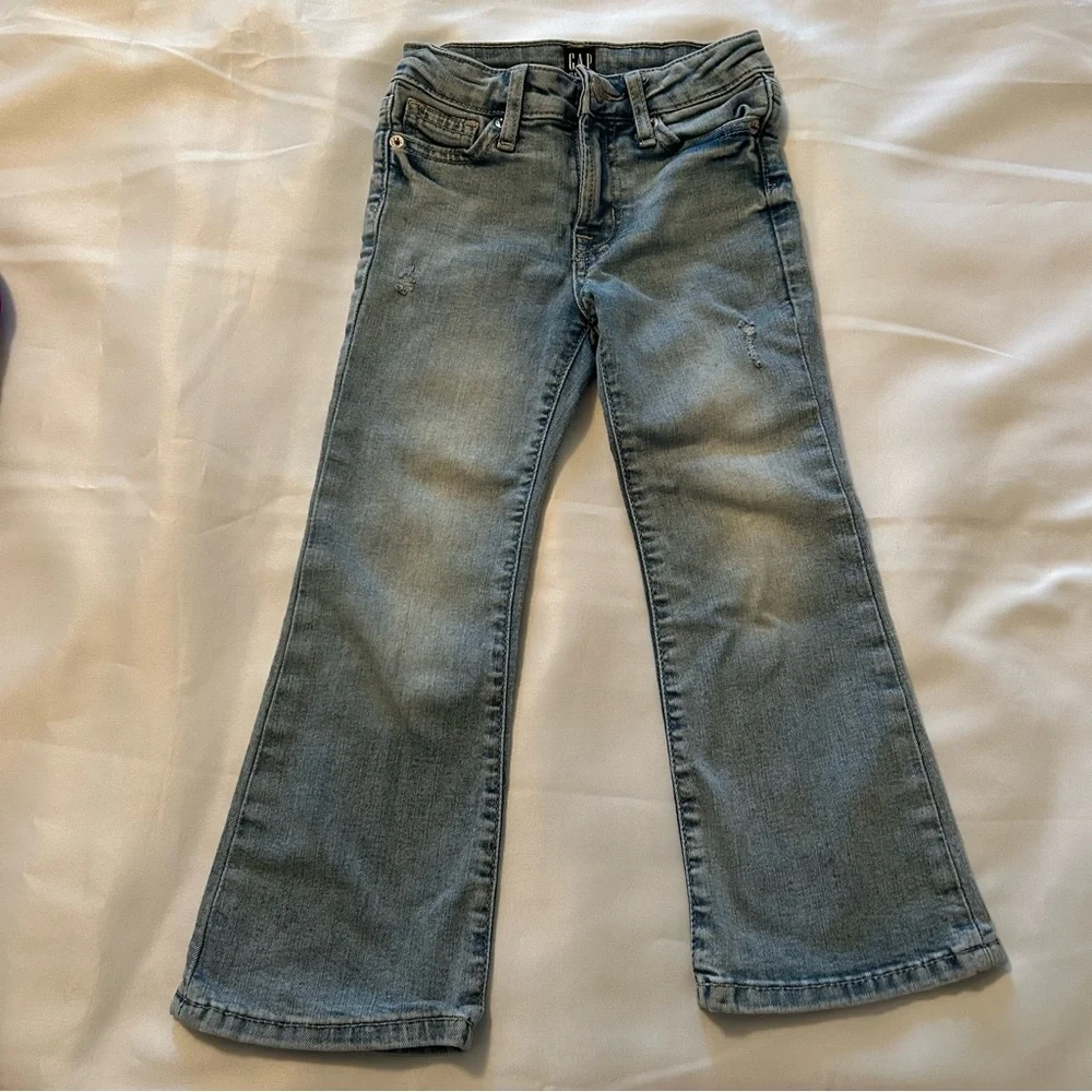 GAP Jean bundle of two pink super skinny &  blue distressed flare girls size 5